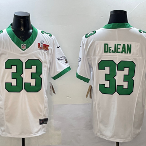Men's Philadelphia Eagles #33 Cooper DeJean White 2025 Super Bowl LIX Patch Vapor Jersey