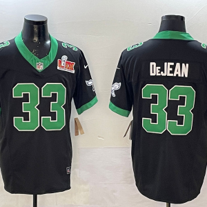 Men's Philadelphia Eagles #33 Cooper DeJean Black 2025 Super Bowl LIX Patch Vapor Jersey