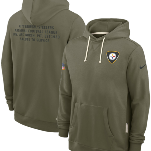 Men's Pittsburgh Steelers Olive 2025 Salute to Service Pullover Hoodie