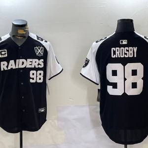 Men's Las Vegas Raiders Raiders #98 Maxx Crosby Black With Nevada Silver Stat Patch And 65th Jersey