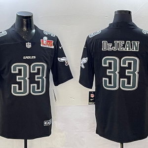 Copy Men's Philadelphia Eagles #11 A. J. Brown Black 2025 Super Bowl LIX Patch Fashion Vapor Jersey
