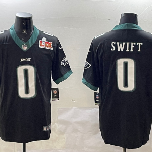 Men's Philadelphia Eagles #0 Swift Black 2025 Super Bowl LIX Patch Vapor Jersey