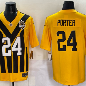 Men's Pittsburgh Steelers #24 Joey Porter Jr. Gold 1933 Throwback Alternate Football Stitched Jersey