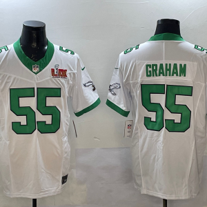 Men's Philadelphia Eagles #55 Graham White 2025 Super Bowl LIX Patch Vapor Jersey