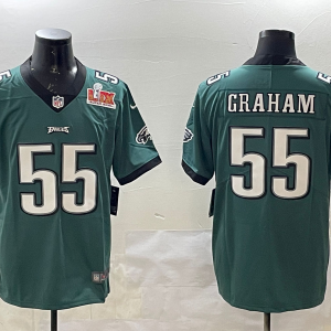 Men's Philadelphia Eagles #55 Graham Green 2025 Super Bowl LIX Patch Vapor Jersey