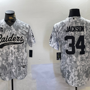 Men's Las Vegas Raiders Raiders #34 Bo Jackson Arctic Camo 2024 Salute to Service Jersey