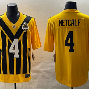 Men's Pittsburgh Steelers #4 DK Metcalf Gold 1933 Throwback Alternate Football Stitched Jersey