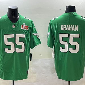 Men's Philadelphia Eagles #55 Graham Green 2025 Super Bowl LIX Patch Vapor Jersey