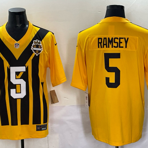 Men's Pittsburgh Steelers #5 Jalen Ramsey Gold 1933 Throwback Alternate Football Stitched Jersey