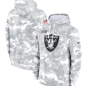 Men's Las Vegas Raiders Raiders 2024 Arctic Camo Salute To Service Club Fleece Pullover Hoodie