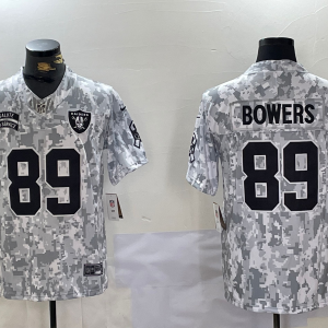 Men's Las Vegas Raiders Raiders #89 Brock Bowers Arctic Camo 2024 F.U.S.E. Salute to Service Jersey