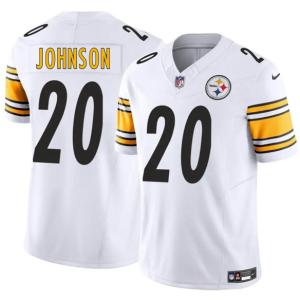 Men's Pittsburgh Steelers #20 Kaleb Johnson White 2025 Draft F.U.S.E. Vapor Limited Jersey