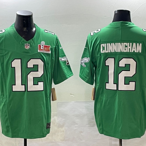 Men's Philadelphia Eagles #12 Randall Cunningham Green 2025 Super Bowl LIX Patch Vapor Jersey
