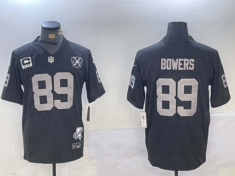 Men's Las Vegas Raiders Raiders #89 Brock Bowers Black 2024 F.U.S.E With Nevada Silver Limited Jersey