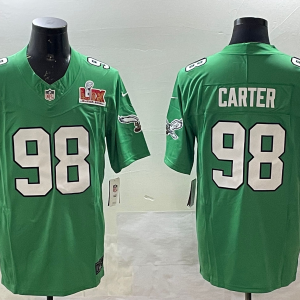 Men's Philadelphia Eagles #98 Carter Green 2025 Super Bowl LIX Patch Vapor Jersey