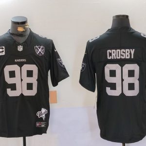 Men's Las Vegas Raiders Raiders #98 Maxx Crosby Black 2024 F.U.S.E With Nevada Silver Limited Jersey