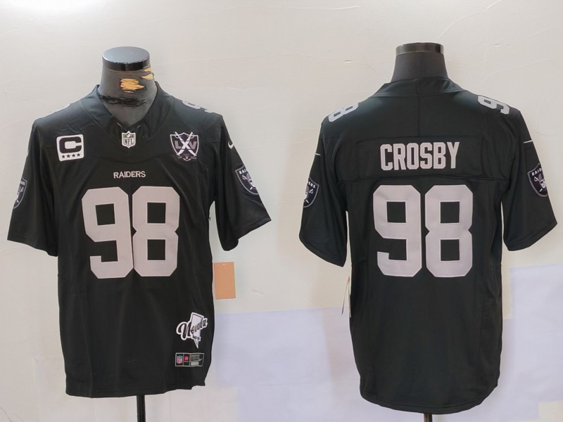 Men's Las Vegas Raiders Raiders #98 Maxx Crosby Black 2024 F.U.S.E With Nevada Silver Limited Jersey