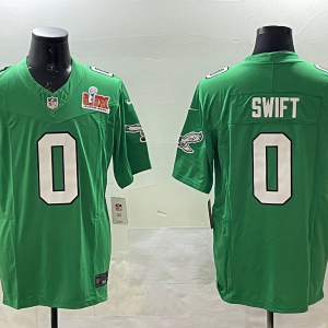 Men's Philadelphia Eagles #0 Swift Green 2025 Super Bowl LIX Patch Vapor Jersey