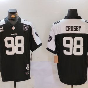 Men's Las Vegas Raiders Raiders #98 Maxx Crosby Black/White 2024 F.U.S.E With Nevada Silver Limited Jersey