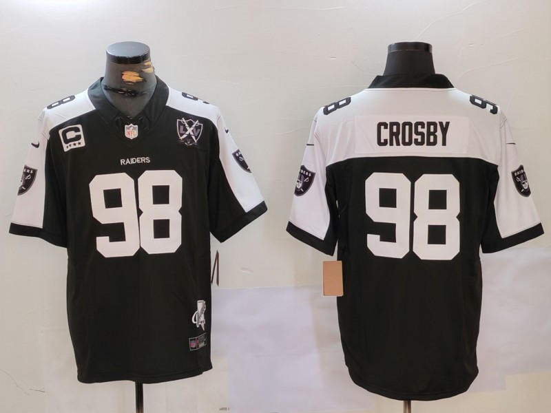 Men's Las Vegas Raiders Raiders #98 Maxx Crosby Black/White 2024 F.U.S.E With Nevada Silver Limited Jersey