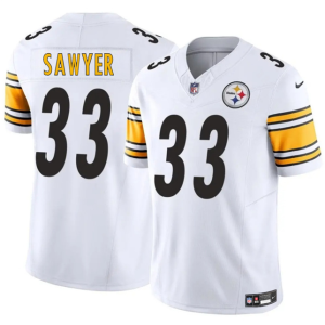 Men's Pittsburgh Steelers #33 Jack Sawyer White 2025 Draft F.U.S.E. Vapor Limited Jersey