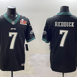 Men's Philadelphia Eagles #7 Haason Reddick Black 2025 Super Bowl LIX Patch Vapor Jersey