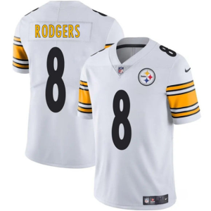 Men's Pittsburgh Steelers #8 Aaron Rodgers White 2025 Vapor Limited Football Stitched Jersey