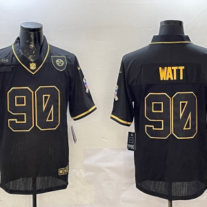 Men's Pittsburgh Steelers #90 T. J. Watt Black/Gold Salute To Service Limited Jersey