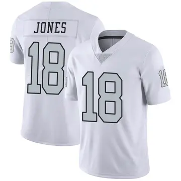 Men's Las Vegas Raiders Raiders #18 Jack Jones White Color Rush Limited Stitched Jersey