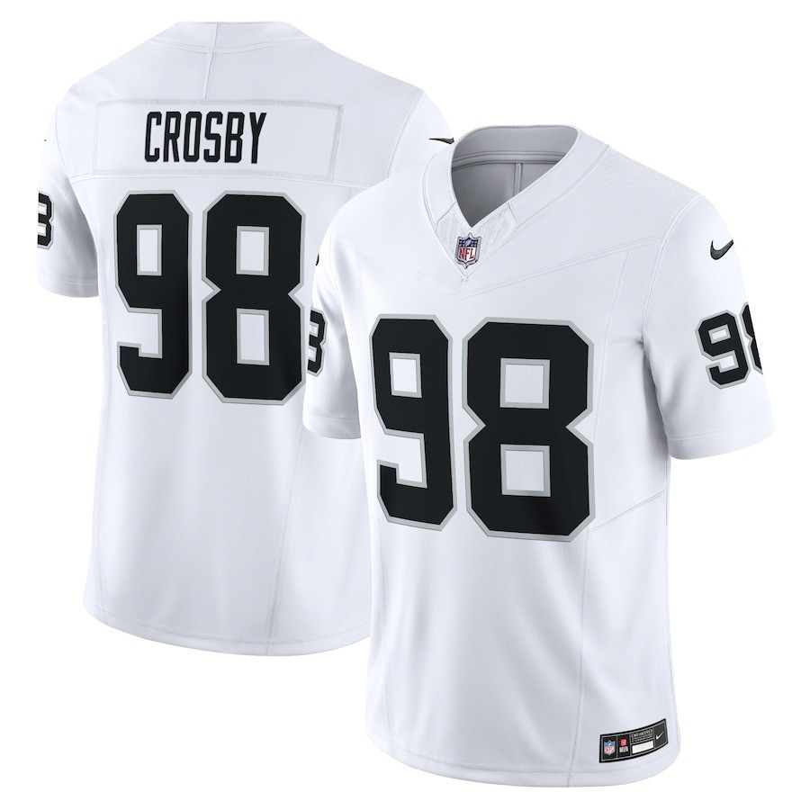 Men's Las Vegas Raiders Raiders #98 Maxx Crosby White 2023 F.U.S.E. Vapor Untouchable Limited Jersey