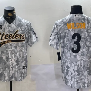 Men's Pittsburgh Steelers #3 Russell Wilson Arctic Camo 2024 Salute to Service Jersey