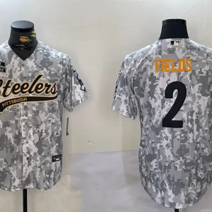 Men's Pittsburgh Steelers #2 Justin Fields Arctic Camo 2024 Salute to Service Jersey