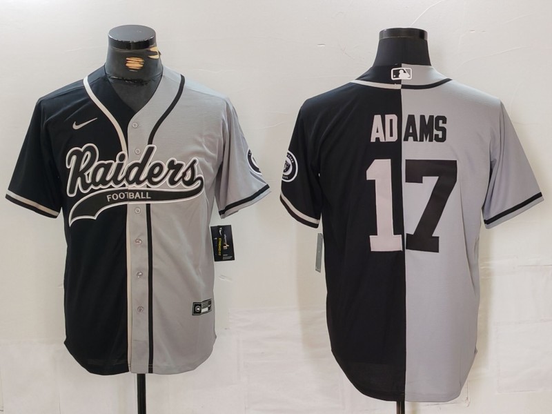 Men's Las Vegas Raiders Raiders #17 Davante Adams Split Black/Grey Baseball Stitched Jersey