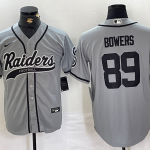 Men's Las Vegas Raiders Raiders #89 Brock Bowers Grey Baseball Stitched Jersey