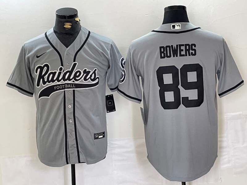 Men's Las Vegas Raiders Raiders #89 Brock Bowers Grey Baseball Stitched Jersey