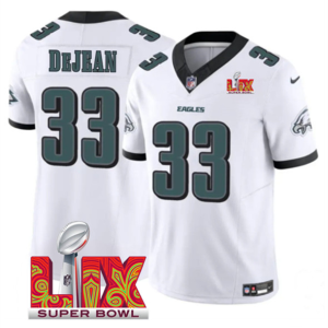 Men's Philadelphia Eagles #33 Cooper DeJean White 2025 Super Bowl LIX Patch Vapor Jersey