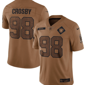 Men's Las Vegas Raiders Raiders #98 Maxx Crosby 2023 Brown Salute To Service Limited Jersey