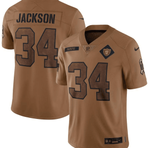 Men's Las Vegas Raiders Raiders #34 Bo Jackson 2023 Brown Salute To Service Limited Jersey