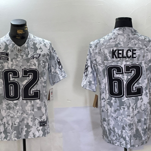 Men's Philadelphia Eagles #62 Jason Kelce Arctic Camo 2024 F.U.S.E. Salute to Service Jersey
