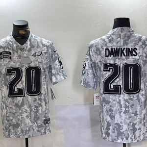 Men's Philadelphia Eagles #20 Brian Dawkins Arctic Camo 2024 F.U.S.E. Salute to Service Jersey