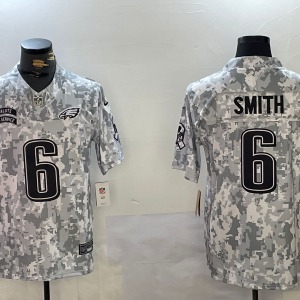 Men's Philadelphia Eagles #6 DeVonta Smith Arctic Camo 2024 F.U.S.E. Salute to Service Jersey