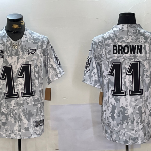 Men's Philadelphia Eagles #11 A. J. Brown Arctic Camo 2024 F.U.S.E. Salute to Service Jersey