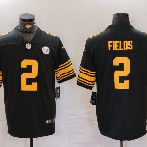 Men's Pittsburgh Steelers #2 Justin Fields Black Color Rush Limited Jersey