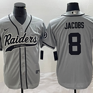 Men's Las Vegas Raiders Raiders #8 Josh Jacobs Grey Stitched Baseball Jersey