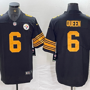 Men's Pittsburgh Steelers #6 Patrick Queen Black Color Rush Limited Jersey