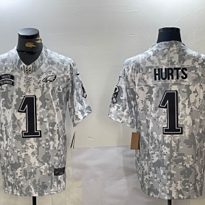 Men's Philadelphia Eagles #1 Jalen Hurts Arctic Camo 2024 F.U.S.E. Salute to Service Jersey