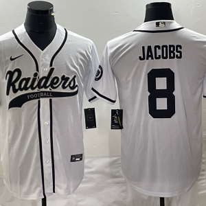 Men's Las Vegas Raiders Raiders #8 Josh Jacobs White Stitched Baseball Jersey