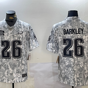 Men's Philadelphia Eagles #26 Saquon Barkley Arctic Camo 2024 F.U.S.E. Salute to Service Jersey