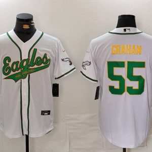 Men's Philadelphia Eagles #55 Graham White Cool Base Stitched Baseball Jersey