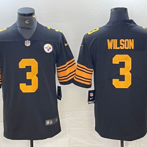 Men's Pittsburgh Steelers #3 Russell Wilson Black Color Rush Limited  Jersey
